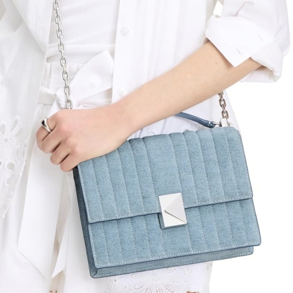 Kate Spade NY Deco Denim/ Leather Flap Chain Crossbody NWT w/ Dust Bag